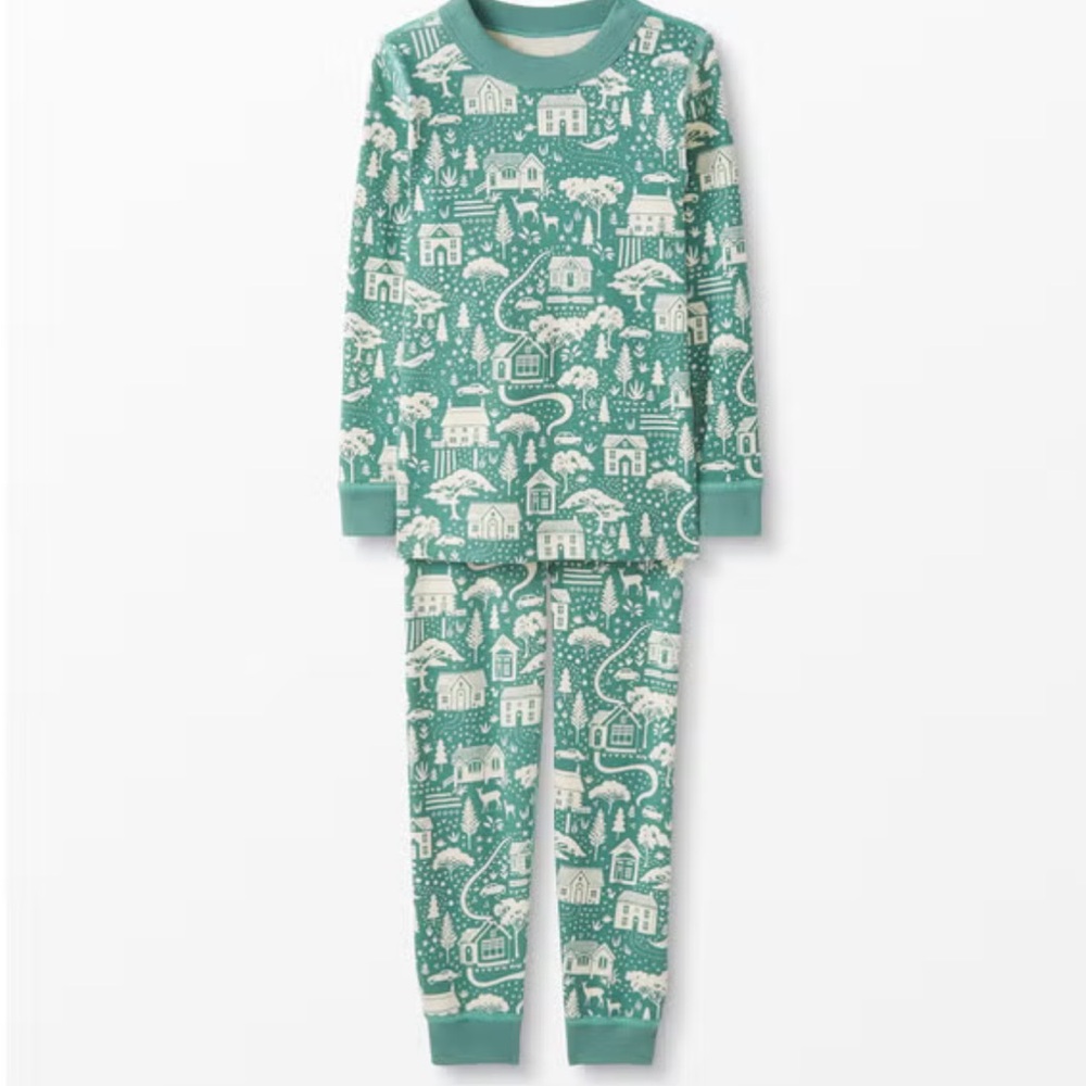 Hanna Anderson Women’s Bottoms Holiday Print in Village Green Ivory M Medium